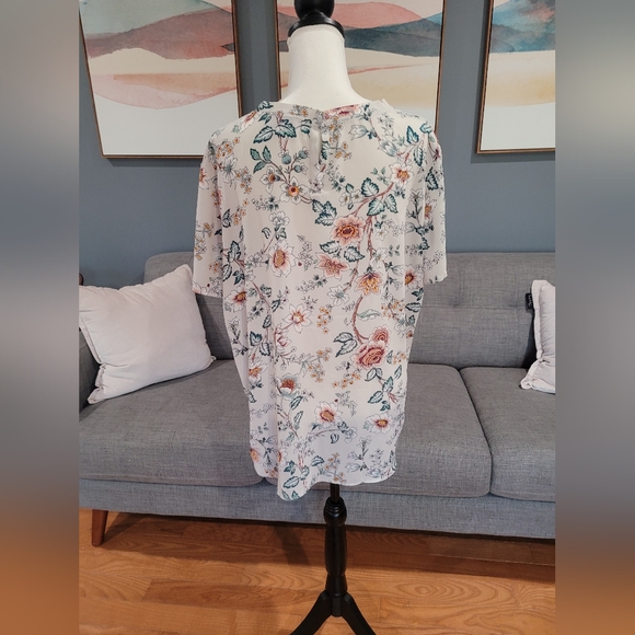 Loft floral blouse short sleeve high low XL - Picture 3 of 8